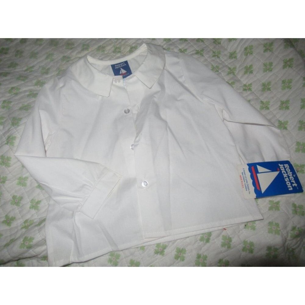 nwt vintage Robert Jackson white crescent collar button top boy or girl 3T